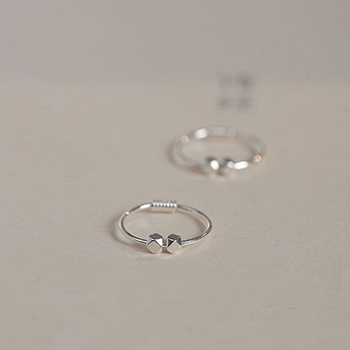 Simple Three Geometry Balls 925 Sterling Silver Hoop Earrings