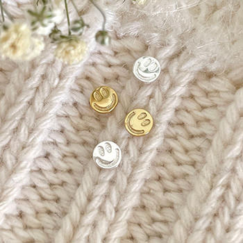 Cute Mini Smile Button 925 Sterling Silver Stud Earrings