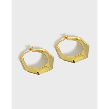 Casual Geometry Hollow Hexagon 925 Sterling Silver Hoop Earrings