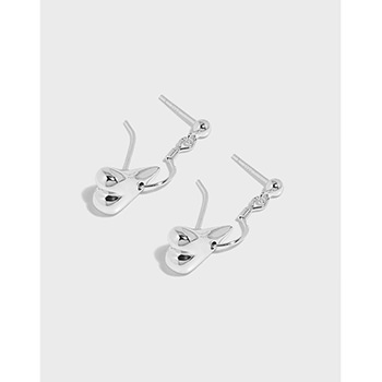 Anniversary Irregular Dropping Heart 925 Sterling Silver Dangling Earrings