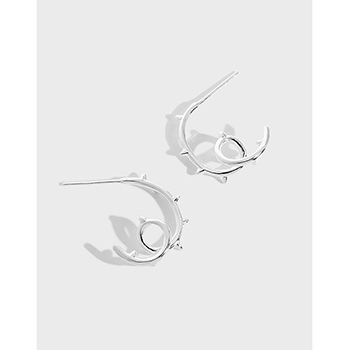 Simple Rivet Twisted Tree Branch 925 Sterling Silver Stud Earrings