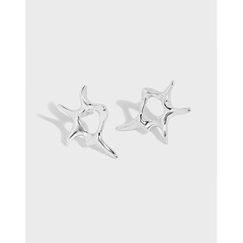 Casual Irregular Hollow Sun Shine 925 Sterling Silver Stud Earrings