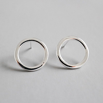 Simple Hollow Circle Geometry 925 Sterling Silver Stud Earrings