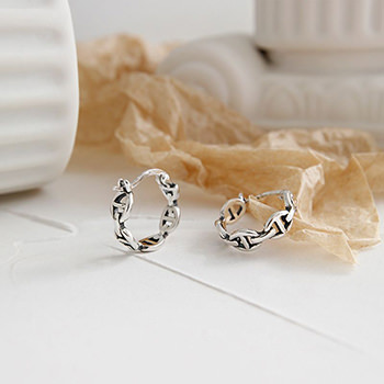 Vintage Cool Hollow Chain 925 Sterling Silver Hoop Earrings