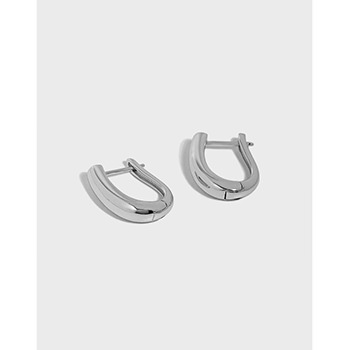 Geometry U Shape Fashion 925 Sterling Silver Hoop Earrings