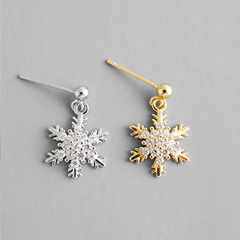 Beautiful CZ Snowflake  925 Sterling Silver Dangling Earrings