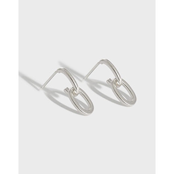 Simple Mini Loop Chain 925 Sterling Silver Stud Earrings