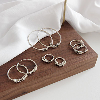 Fashion Multi Mini Circles 925 Sterling Silver Hoop Earrings