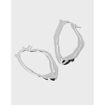 Irregular Geometry 925 Sterling Silver Hoop Earrings