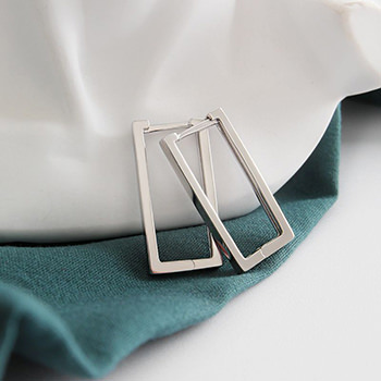 Fashion Geometry Hollow Rectangle  925 Sterling Silver Hoop Earrings