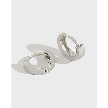 Students Round Mini Geometry Circle 925 Sterling Silver Hoop Earrings