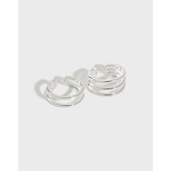 Simple Double Triple Layer 925 Sterling Silver Non-Pierced Earring(Single)