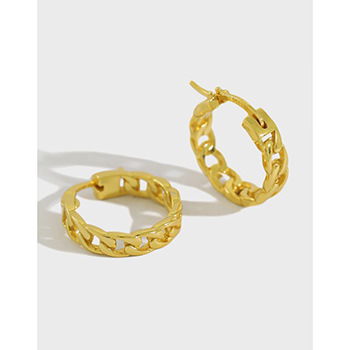 Graducation Hollow Chain 925 Sterling Silver Hoop Earrings