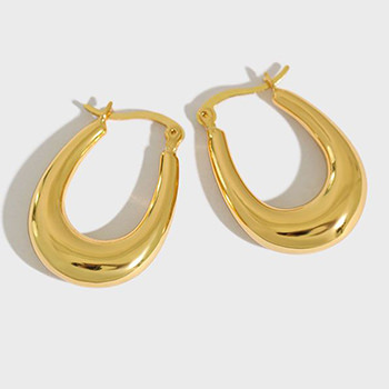 Classic Fashion Letter U Shape 925 Sterling Silver Hoop Earrings