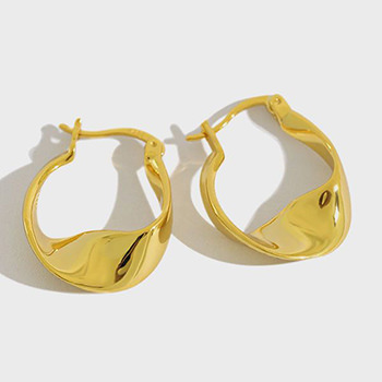 Irregular Twisted Circle 925 Sterling Silver Hoop Earrings