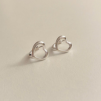 Cute Mini Hollow Love Heart 925 Sterling Silver Hoop Earrings