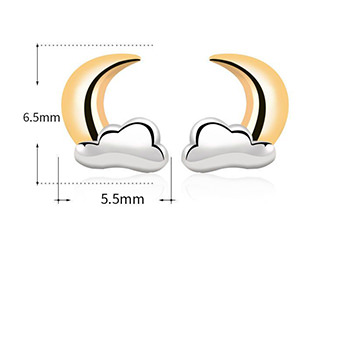 Cute Mini CZ Crescent Moon Cloud 925 Sterling Silver Stud Earrings