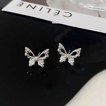 Holiday Hollow Flying Butterflies 925 Sterling Silver Stud Earrings