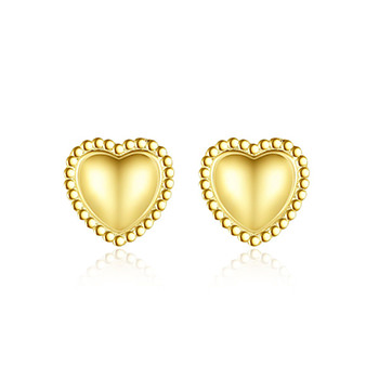 Honey Moon  Heart Beads Border 925 Sterling Silver Stud Earrings