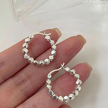 Fashion Geometry Coins 925 Sterling Silver Huggie Hoop Earrings