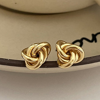 Fashion Triple Layers Knot 925 Sterling Silver Stud Earrings