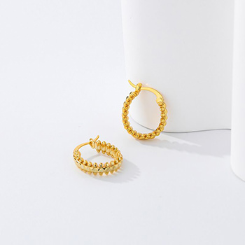 Fashion Rivet Circle 925 Sterling Silver Hoop Earrings