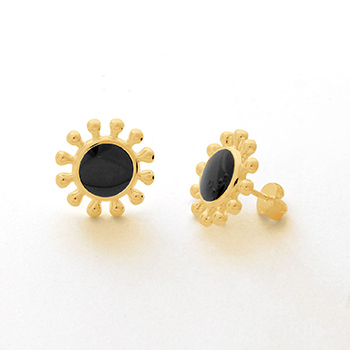 Summer Sweet Enamel Sunflower 925 Sterling Silver Stud Earrings