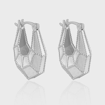 Fashion Geometry Section Bag 925 Sterling Silver Hoop Earrings