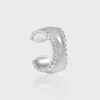 Lady Beads Border C Shape 925 Sterling Silver Non-Pierced Earring(Single)