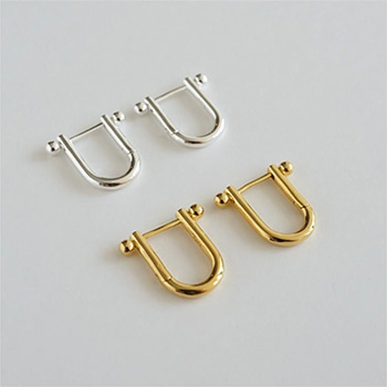 Fashion Letter U Shape Simple 925 Sterling Silver Hoop Earrings