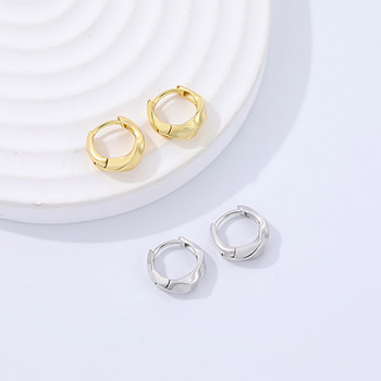 Simple Twisted Circles Modern 925 Sterling Silver Hoop Earrings