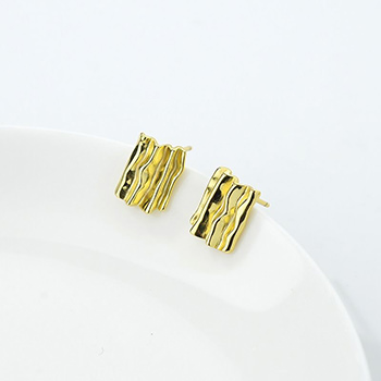 Folding Paper Square 925 Sterling Silver Stud Earrings