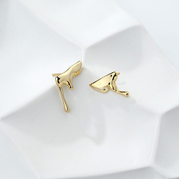 Asymmetry Irregular Flowing Water Drops 925 Sterling Silver Stud Earrings