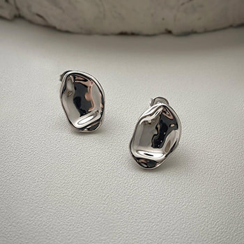 Holiday Irregular Geometry Stones 925 Sterling Silver Stud Earrings