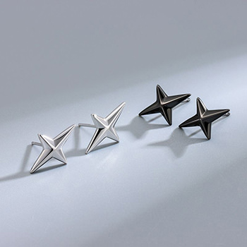 Celestial Quadrangle Star Irregular 925 Sterling Silver Screw Stud Earrings