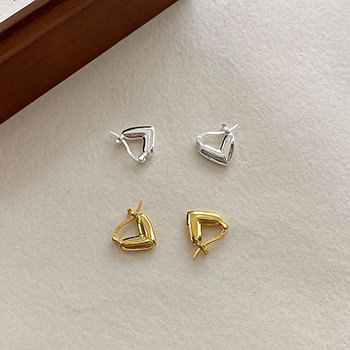 Anniversary  Geometry  Lines Border Heart 925 Sterling Silver Leverback Earrings