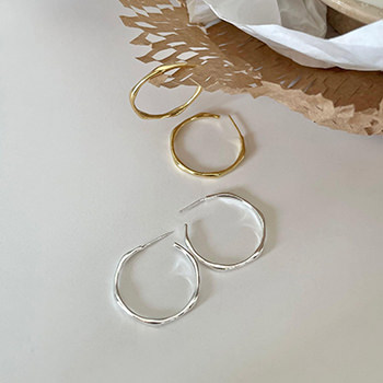 Classic Irregular Mobius Circles 925 Sterling Silver Hoop Earrings