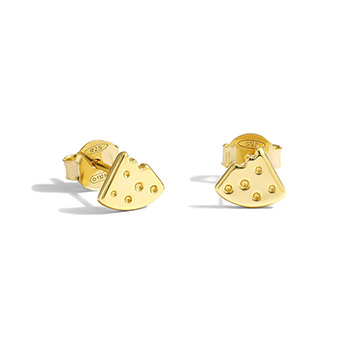 Holiday Food Bited Cheese 925 Sterling Silver Cute Stud Earrings