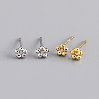 Cute Mini Hollow Plum Blossom Flower 925 Sterling Silver Sweet Earrings