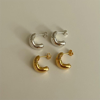 Office Irregular C Shape 925 Sterling Silver Stud Earrings