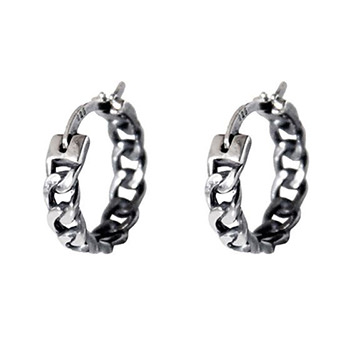 Hollow Chain Circles 925 Sterling Silver Hoop Earrings