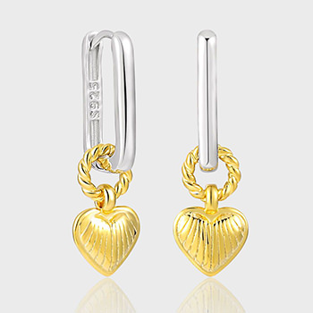 Twisted Heart 925 Sterling Silver Leverback Dangling Earrings