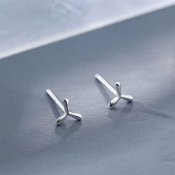 Cute Mini Windmill Stars CZ V 925 Sterling Silver Stud Earrings