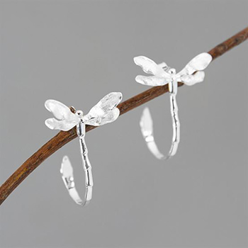 Beautiful Dragonfly 925 Sterling Silver Stud Earrings