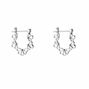 Delicate Hollow Flowers Circle 925 Sterling Silver Leverback Earrings