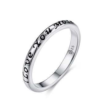 Simple Carve Words Love You 925 Sterling Silver Ring