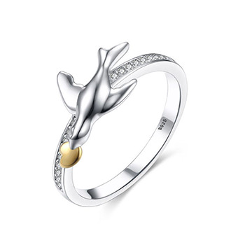 Fashion Animal Dove Pigeon 925 Sterling Silver Ring