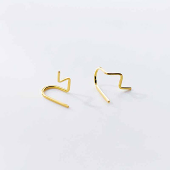 Irregular Wave Lines 925 Sterling Silver Stud Earrings