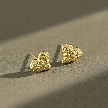 Girl Irregular Craze Heart 925 Sterling Silver Stud Earrings