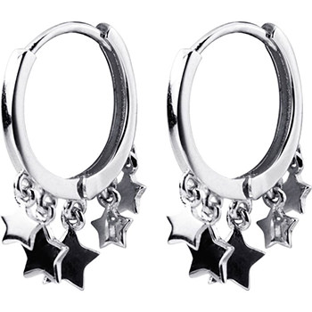 Sweet Stars Tassels 925 Sterling Silver Hoop Earrings